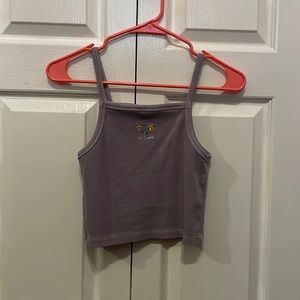 Forever 21 | Small (S) Lavender Crop Top with Flower Stitch